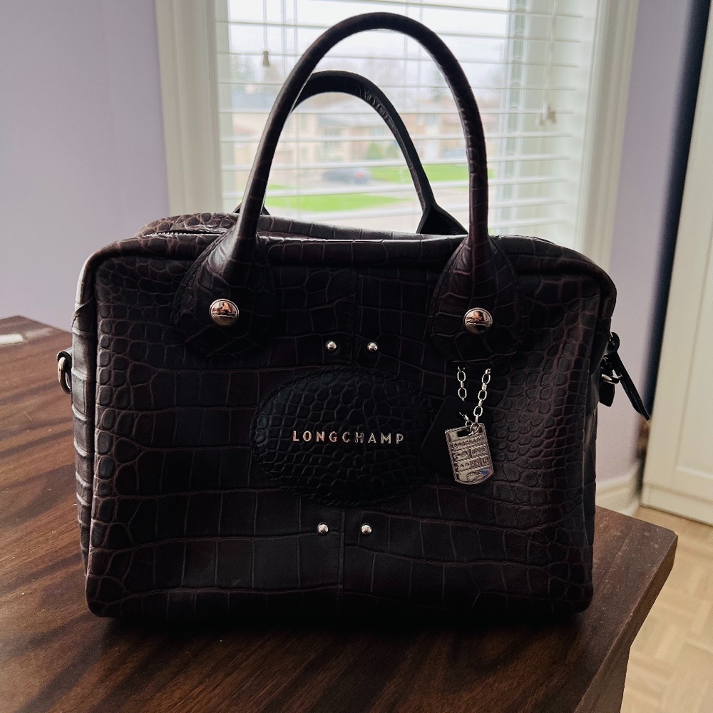 Longchamp - Top-Handle Leather Bag w/ Detachable Shoulder Strap, Good Condition!